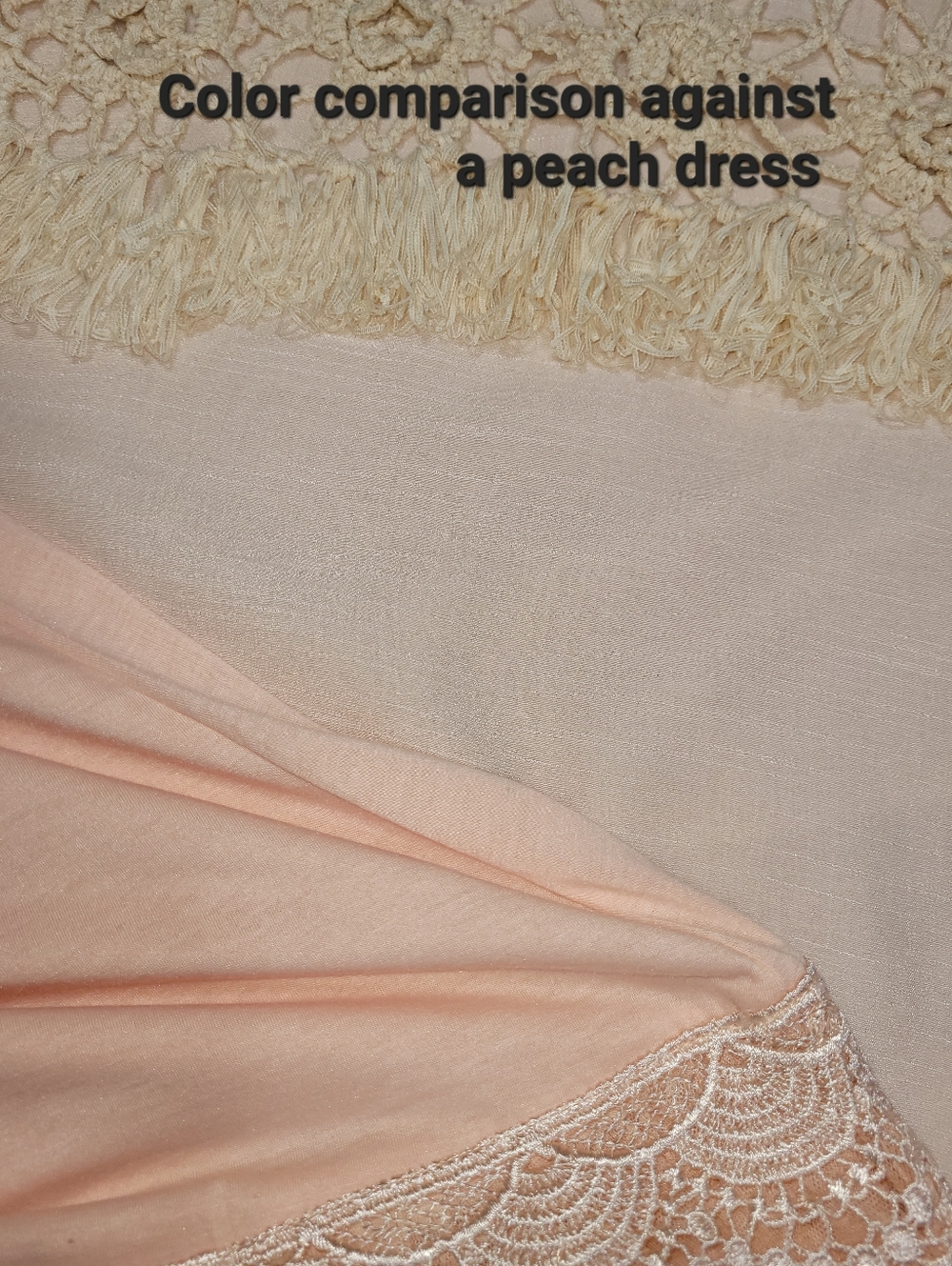 NWT A'reve Sleeveless Light Peach Top Cream Floral Crocheted Overlay & Fringe - Picture 12 of 16
